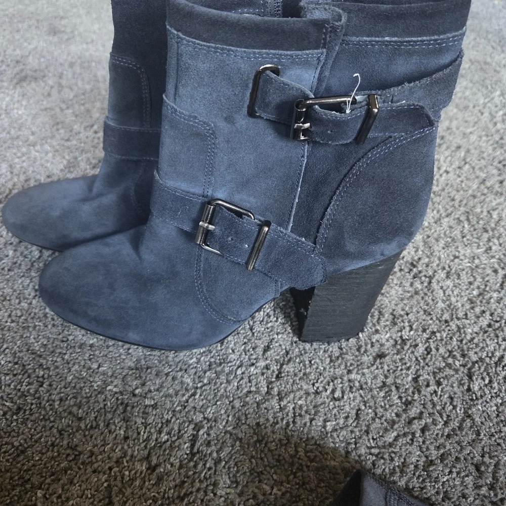 Vince Camuto Blue Ankle Booties with Double Buckles